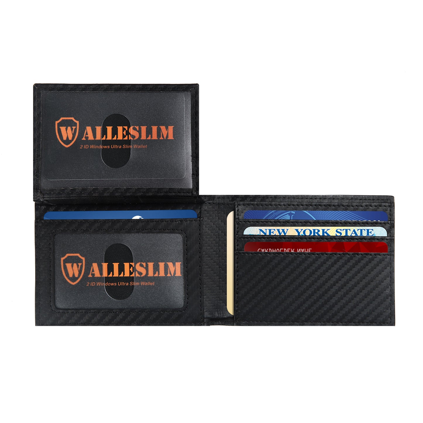 Walleslim Wallet for Men Slim Rfid Leather 2 ID Window With Gift Box