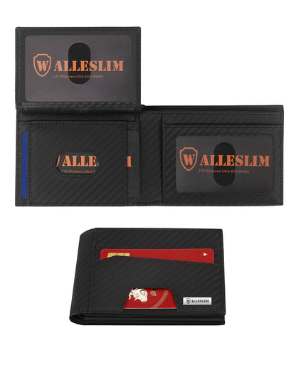 WALLESLIM Slim Wallet for Men- 2 ID Windows RFID Blocking Bifold Stylish Wallet with Gift Box