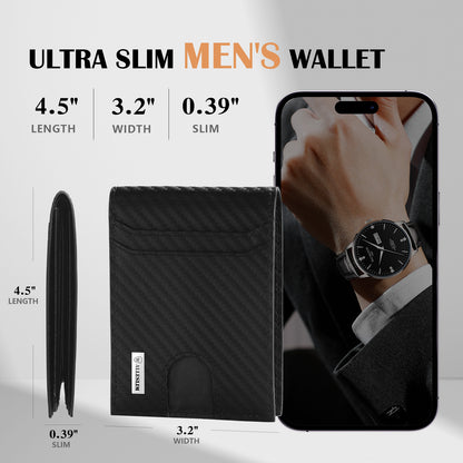 Walleslim Wallet for Men Slim Rfid Leather 2 ID Window With Gift Box